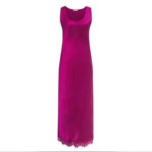 NWT Gold Hawk Chris Bias Tank Silk Maxi Dress Fuchsia Pink Size Small Lace Trim